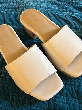 torrid Cream Wide-Band Slide Mules with Block Heel
